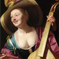 A young woman playing a viola da gamba